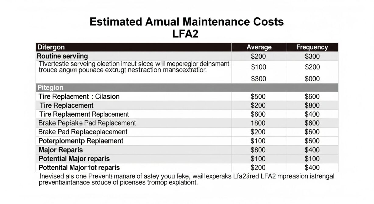 LFA2の維持費はどのくらい?